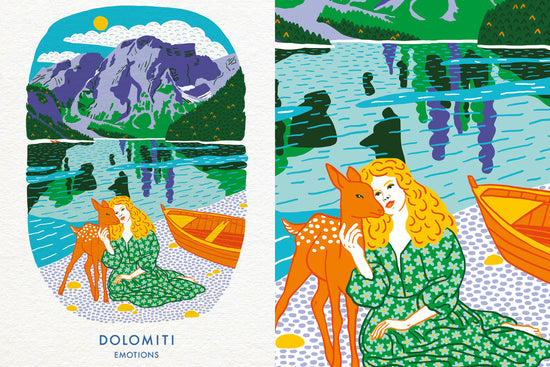 Illustrazione della T-shirt de Il Lago di Braies di Dolomiti Emotions